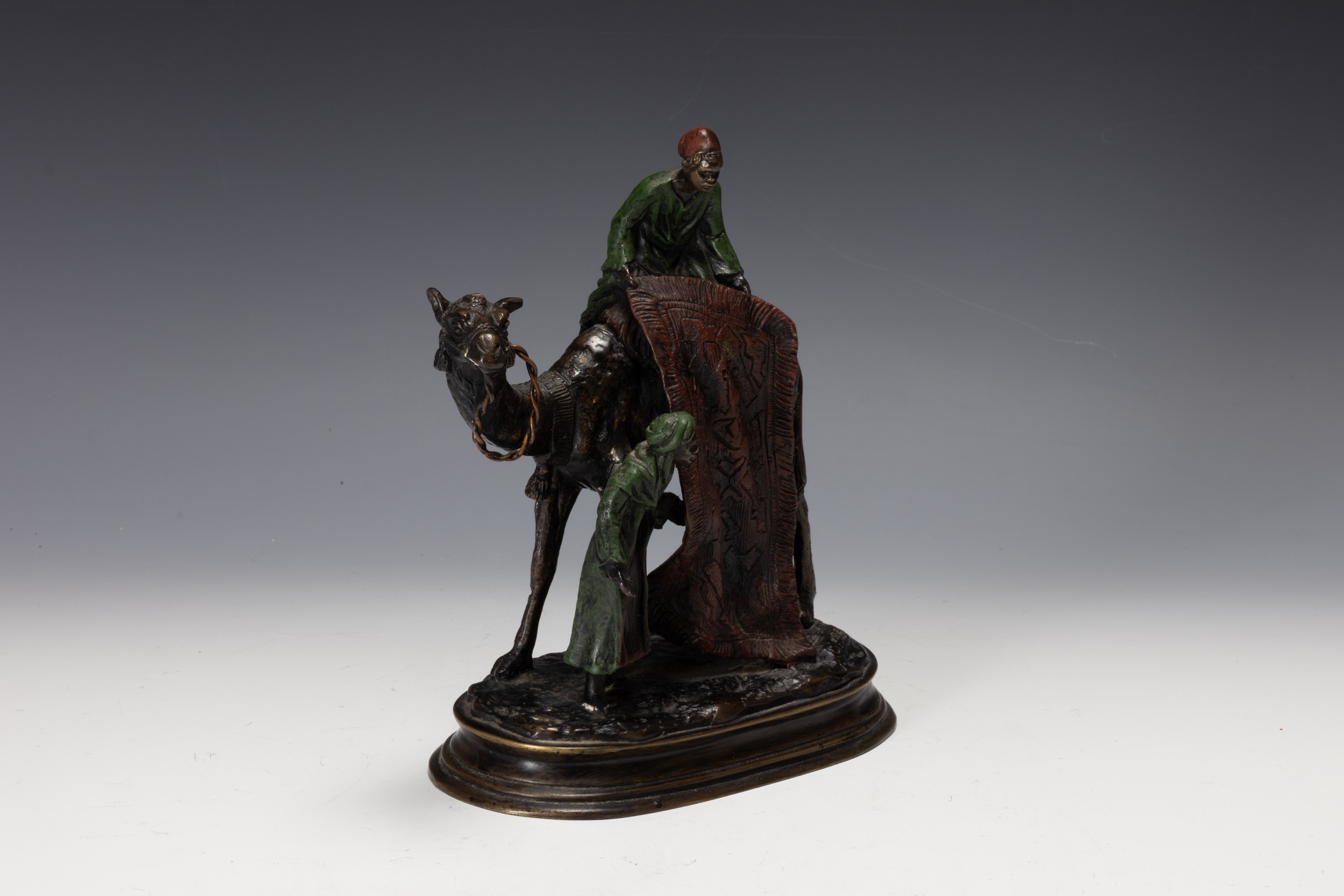 A Carl Kauba Bronze Figure of a Man on the Back of a Camel and Another Standing Below, Signed on Bas - Image 3 of 4