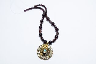 A Roman Gold & Lulu Beads Necklace with Burmese Rubies.