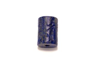 A Lapis Lazuli Cylindrical Stone Seal in the Style of the Old Babylonian Period.

L: Approximately 2