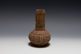 An Islamic Mamluk Carved Wooden Vase. H: Approximately 18cm