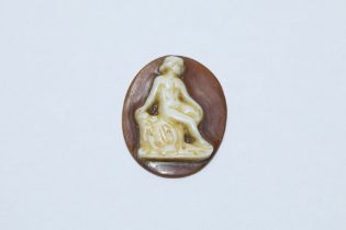 An Ancient Roman Sulaimani Agate Cameo Stone Depicting a Woman Sitting by the Sea.

L: Approximately