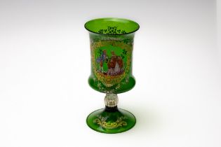 An Antique Venetian Green Goblet.

H: Approximately 22cm 