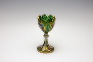 An Antique Bohemian Green Glass Goblet from the 19th Century.

H: Approximately 20cm 