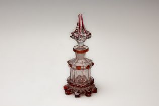 An Antique Bohemian Red Glass Scent Bottle from the 19th Century. 