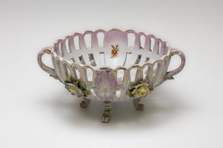 A Vintage Meissen Basket with Floral Patterned Openwork.

L: Approximately 19.5cm 