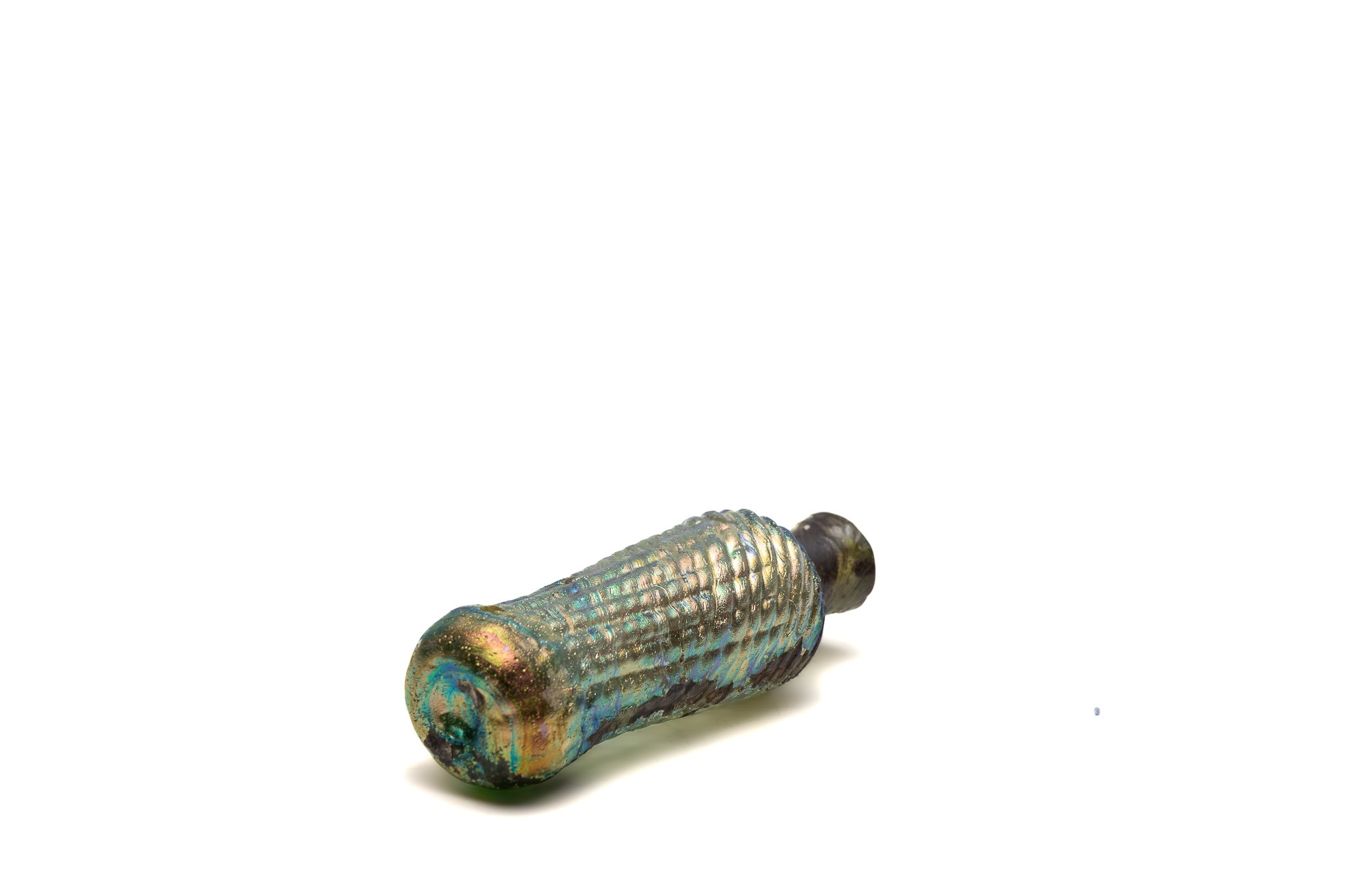 An Islamic Glass Bottle with Lovely Rainbow Patina and Design from the 11-12th Century.

H: Approxim - Image 4 of 4
