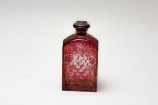An Antique Bohemian Ruby Red Glass Flask from the 19th Century.

H: Approximately 14cm 