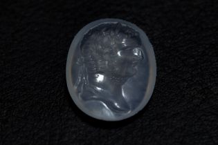 A Roman Vespasian Chalcedony Crystal Intaglio from the 18th Century.