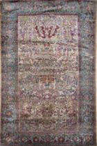 A Persian Fine Kashan Ferhan Fine Silk Rug from the 1880s. L: Approximately 200cm W: Approximately