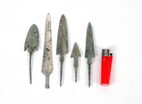 A Lot of 5 Luristan Bronze Arrowheads from 2000 BC - 1200 BC