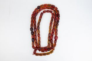 A Lot of 2 Tribal Yemeni Amber Coloured Beads Necklaces from the 19th Century. 400g
