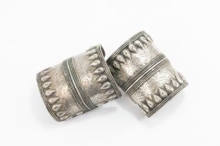A Pair of Afghan Turkman Tribe Silver Bracelets From the Early 20th Century. 164g