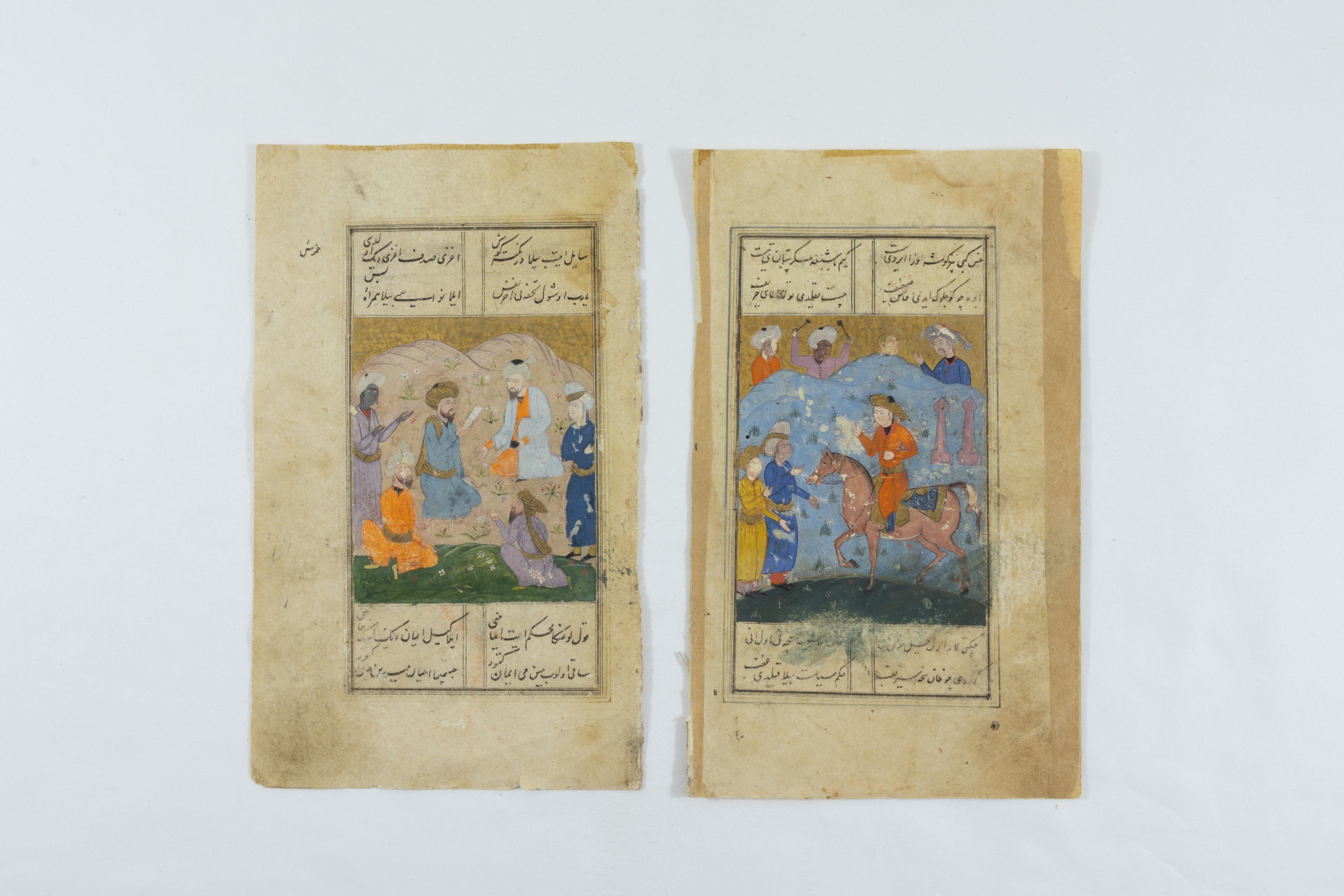 An Islamic Qajar Pair of Pages from a Shahname from the 18-19th Century.

Approximately 22.3x13.3cm 