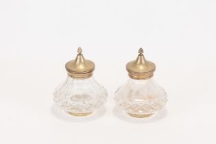 **NO RESERVE** A Pair of Crystal Inkwells with Silver Plated Lids. H: Approximately 9cm