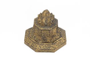 A Spanish Alhambra Gilded Wooden Plaster from the 19th Century. H: Approximately 24cm