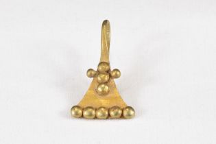 A Western Asiatic Gold Earring with Granules Forming a Cross & a Decorative Border Circa 3rd-2nd Mil