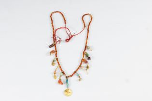 A Western Asiatic Carnelian, Gold & Turquoise Charm Necklace Circa 1st Millennium B.C. - 1st Millenn