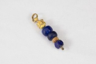 A Western Asiatic Gold & Glass Pendant Circa 1st Millennium B.C. L: Approximately 2.5cm 2.50g