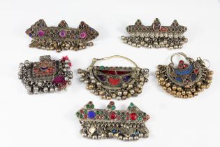 ** NO RESERVE** A Lot of 6 Tribal Afghan White Metal Jewellery Pieces. L: Approximately 8cm