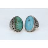 A Lot of 2 Persian Silver Turquoise Rings. 