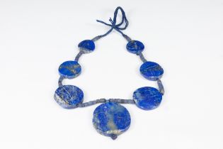 A Lapis Lazuli Small Necklace with Large Beads. Half L: Approximately 15cm