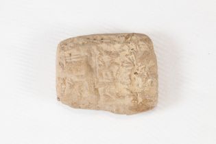 An Old Babylonian Clay Small Rectangular Tablet with Administrative Text Circa 1900 B.C. The cunei