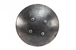 An Indian Steel Shield Decorated with Engraved Floral Patterns. D: Approximately 50cm