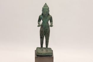 A Cambodian Bronze Figure of Shiva from the 11th Century. H with Stand: Approximately 20.7cm H: App