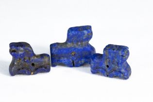 **NO RESERVE** A Lot of 3 Lapis Lazuli Figures of Animals. L: Approximately 2, 2, 2.2cm