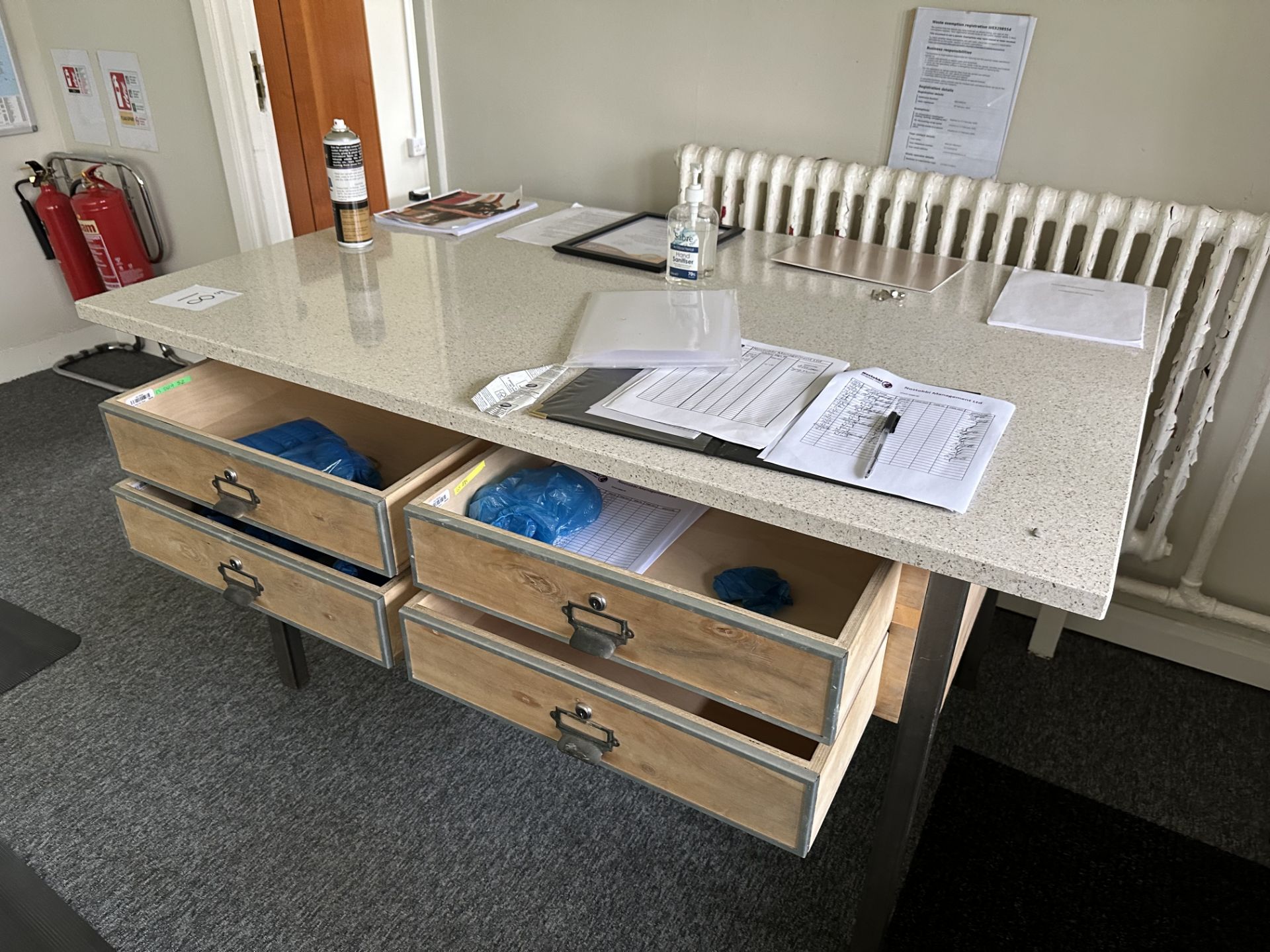 8 DRAWER MARBLE TOP WORK TABLE - Image 2 of 3