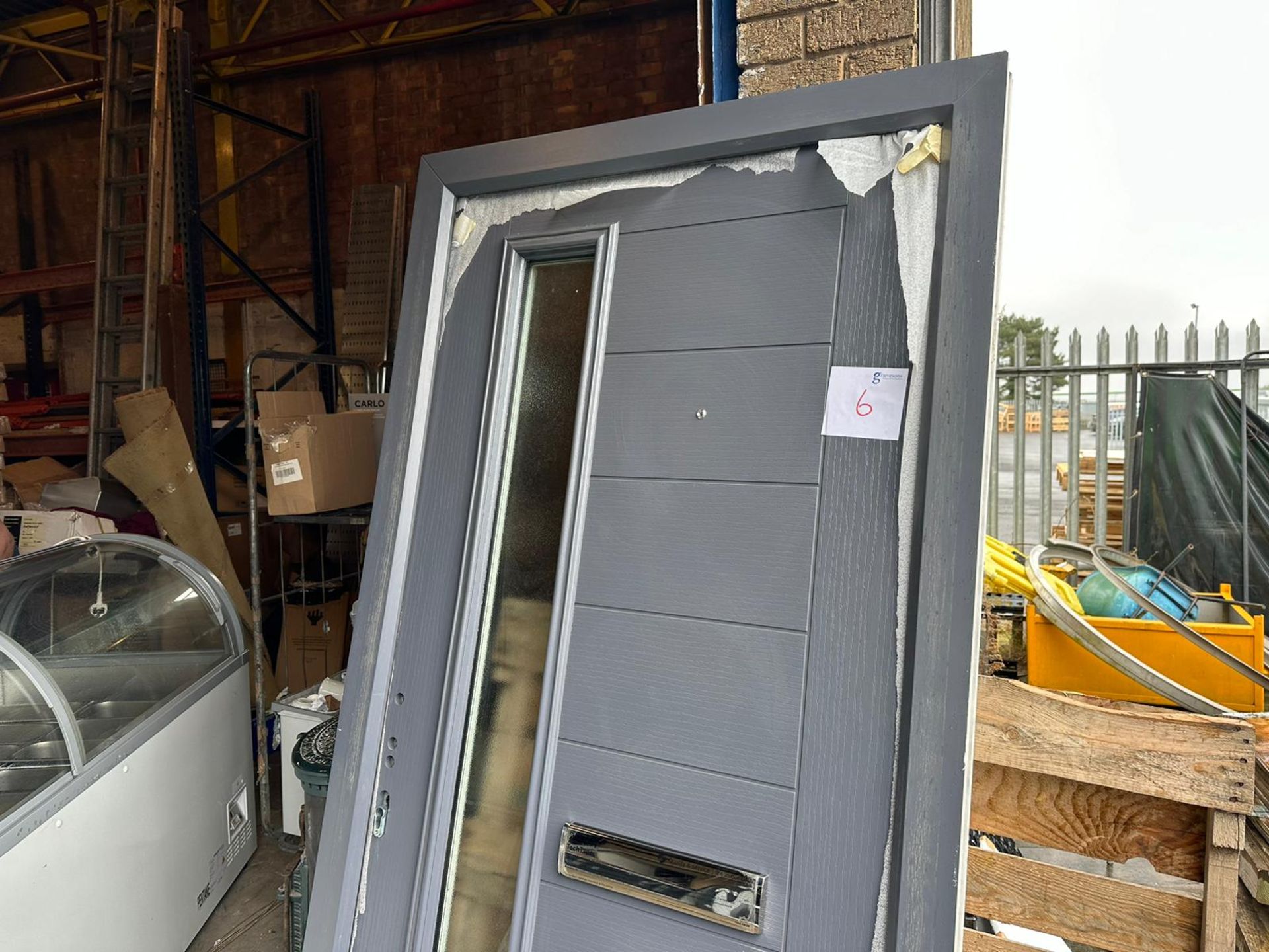 Grey Composite door with frame, 1020 x 2080