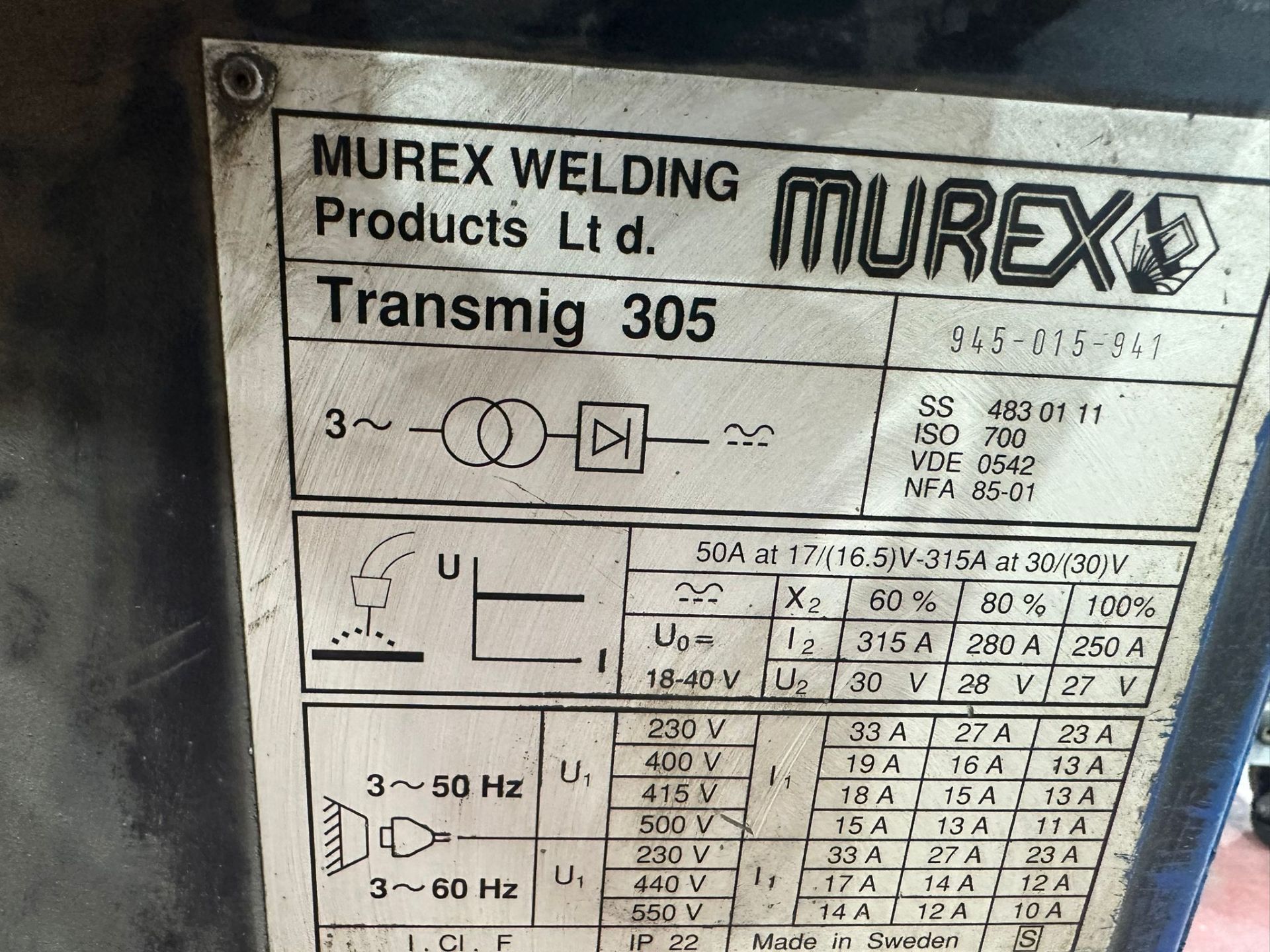 MUREX TRANSMIG 305 Welder - Image 3 of 3