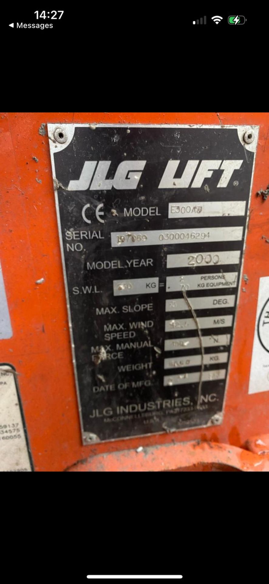 JLG Model E300 Cherry Picker Lift (2000 Model) - Image 12 of 12
