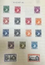 British Commonwealth, exercise book with useful issues including; Seychelles 1938-49 vals to 5r M,