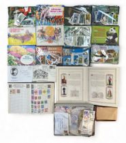 Accumulation of tea cards, postcards and stamps