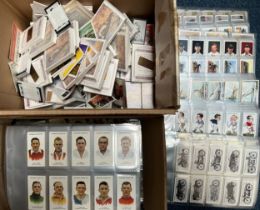 Collection of cigarette card reproduction sets, many sleeved (90+) and box of banded sets. 100's