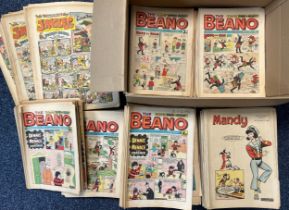 Large quantity of old comics to include: Beano 1969: 9 copies, 1970: 49 copies, 1971: 51 copies,