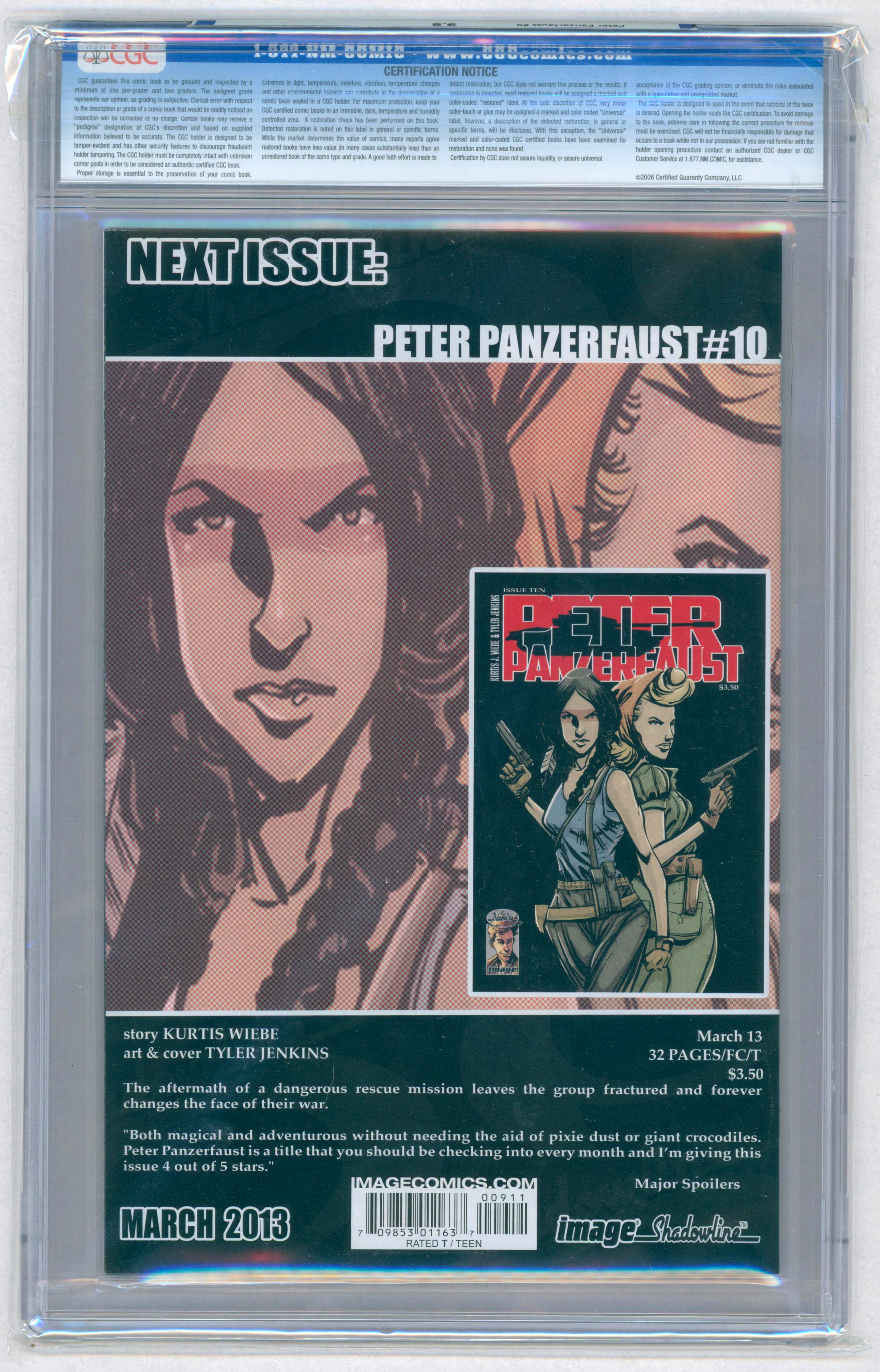 PETER PANZERFAUST #9 – (Mar. 2013 Image) – GRADED 9.8 by CGC – Tyler Jenkins cover and art, Kurtis - Image 2 of 2