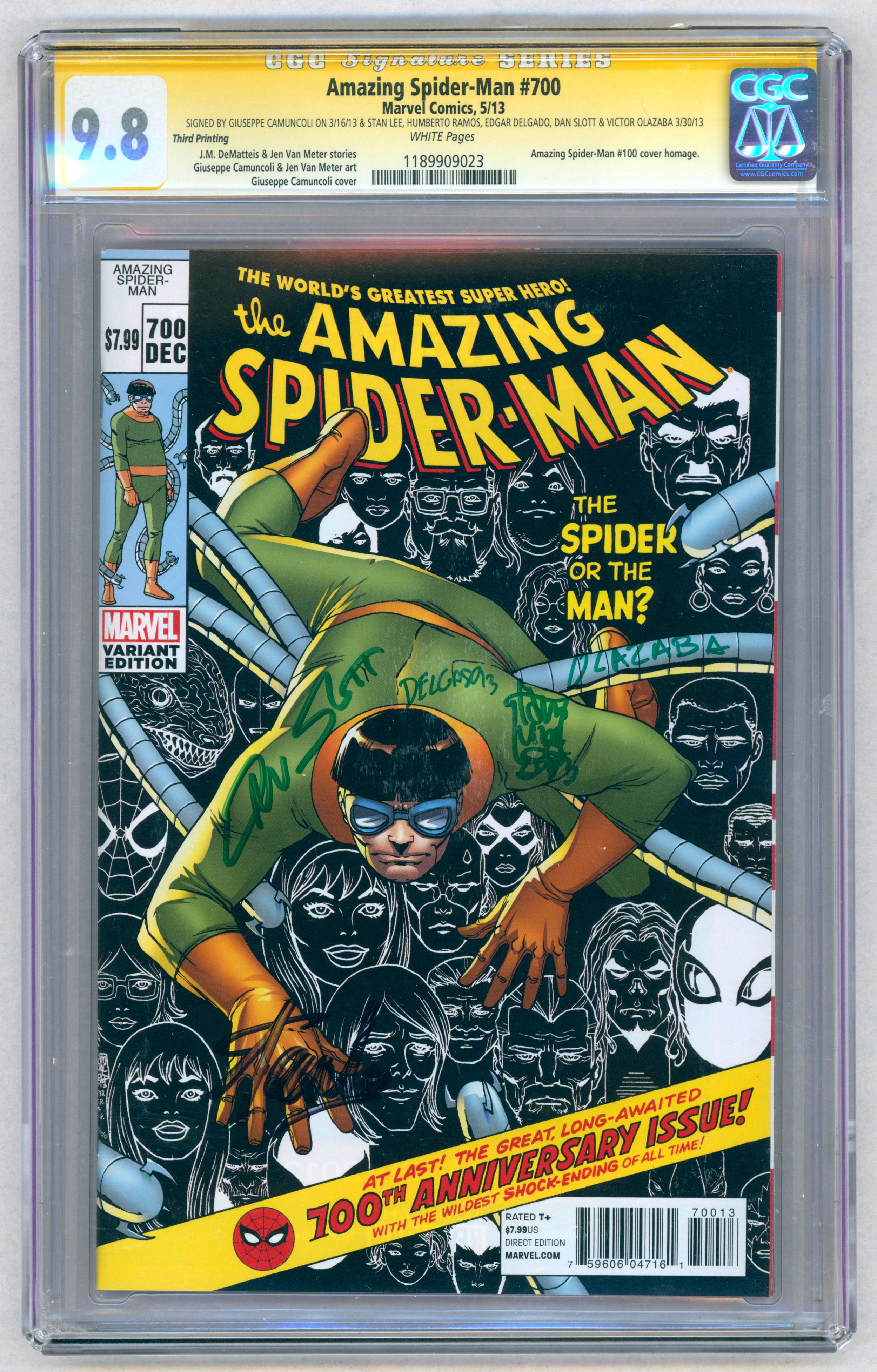 THE AMAZING SPIDER-MAN #700-(May 2013)-Graded 9.8 by CGC-Amazing Spider-Man #100 cover homage. Third