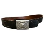 Third Reich, Second World War German Luftwaffe leather belt and buckle, the buckle depicting the