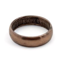 A Napoleon III bronze presentation ring. Inscribed inside 'Napoleon III Empereur 1855'