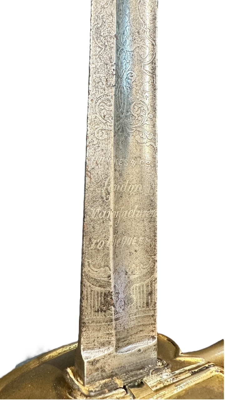 Victorian 1796 pattern dress sword, hinged brass guard with thin chain hilt. Blade marked for ‘ - Image 8 of 11