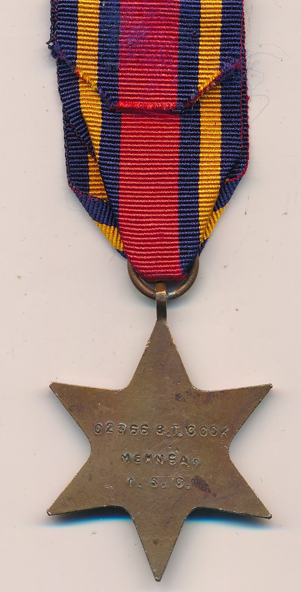 Second World War - Burma Star named on back to "02366 B.T. Cook Mehnga, I.S.C." - Image 2 of 2