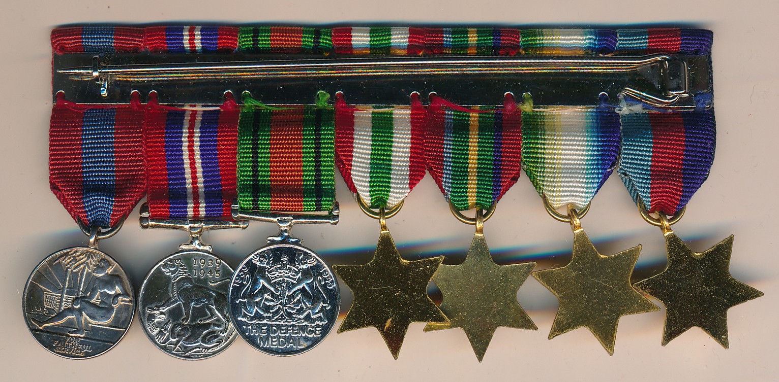 Group of seven miniature medals with 1939-1945 Star, Atlantic Star, Pacific Star, Italy Star, - Image 2 of 2