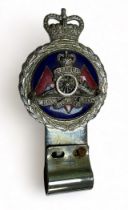 Royal Artillery Chromed and Enamelled car badge by J. R. Gaunt London. 13cm.