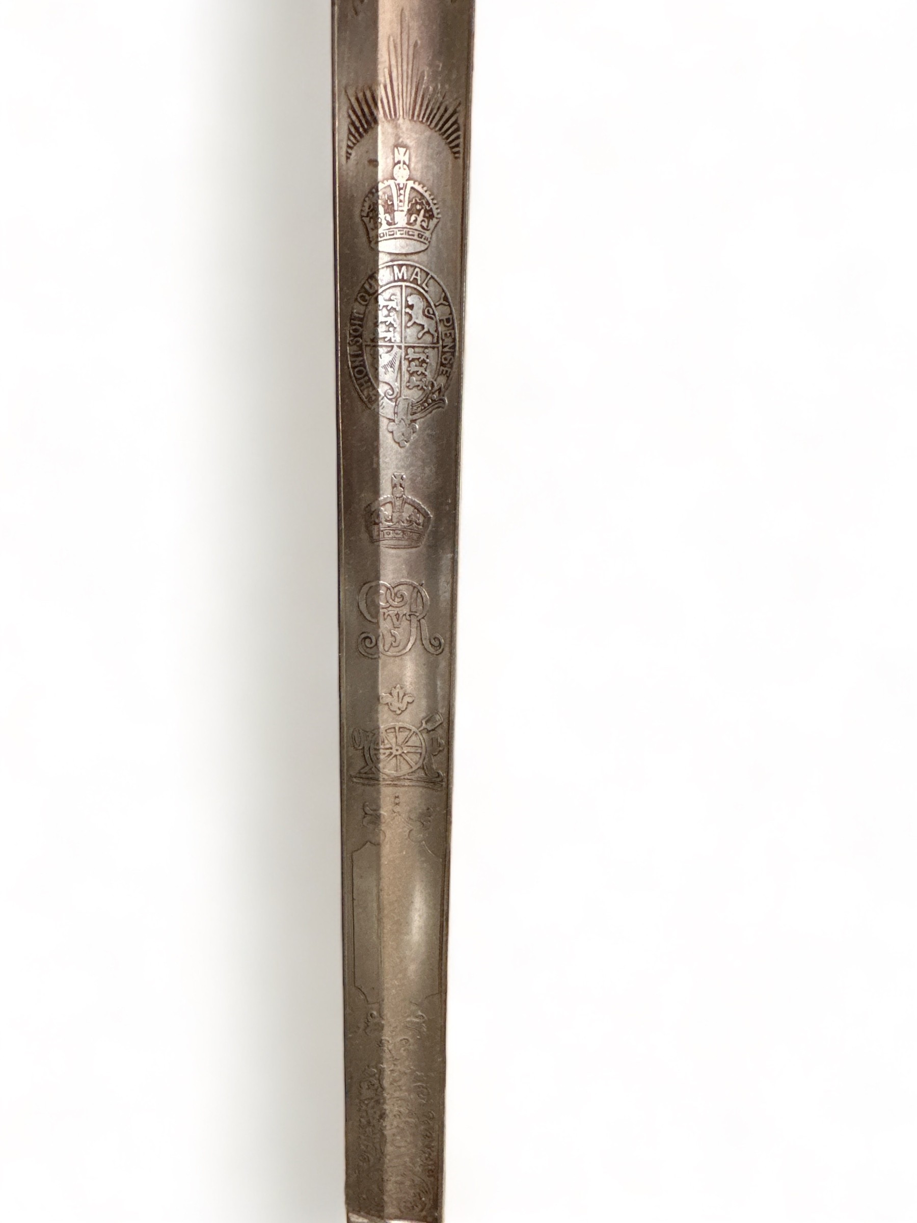 George V Royal Artillery 1821 pattern Officer’s Sword, blade etched to both sides, one side with - Image 3 of 3