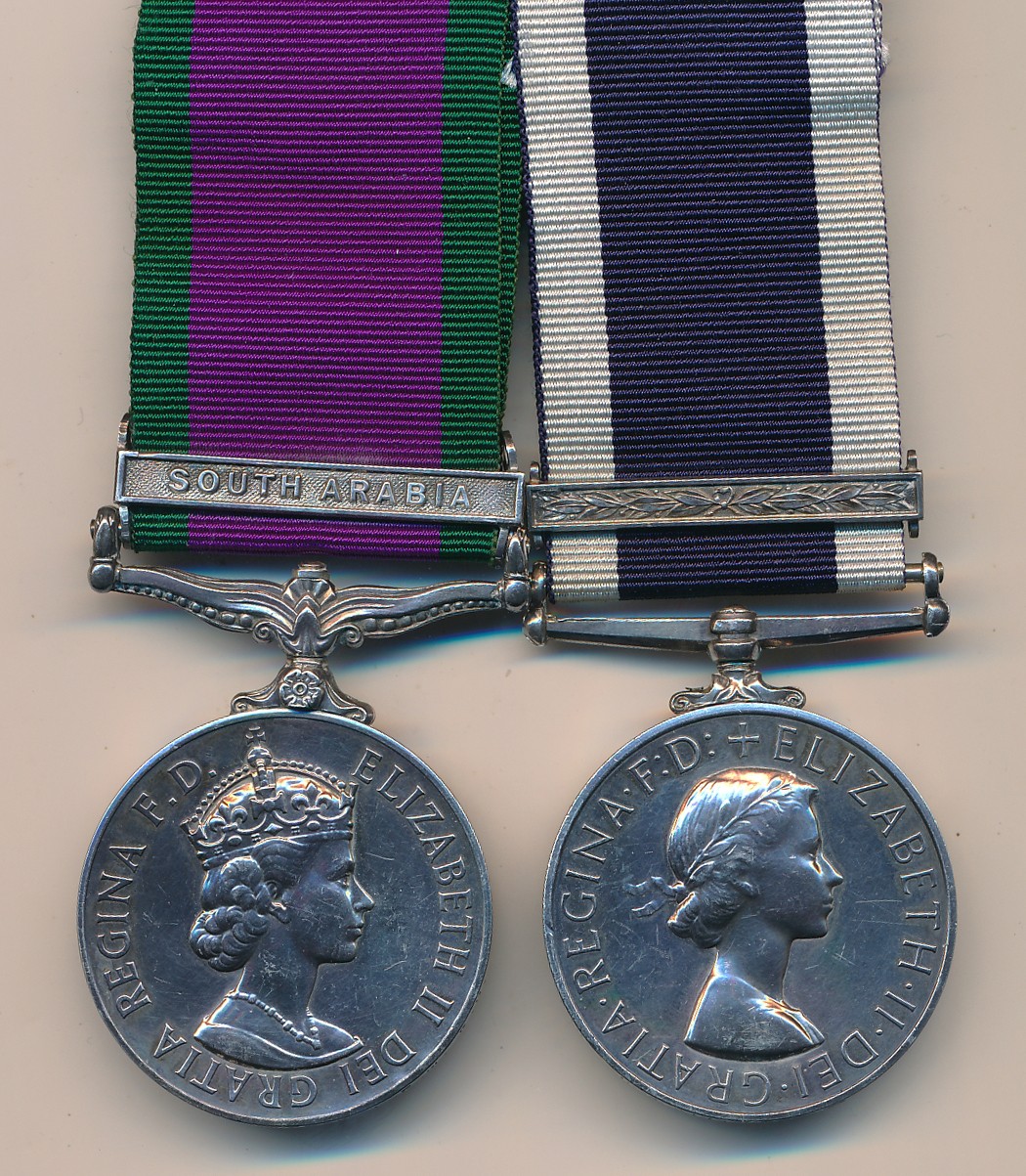 QEII medal pair awarded to M936538V D.A.WELCH, includes; GSM with South Arabia clasp inscribed M.