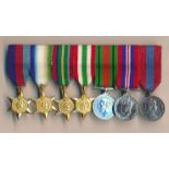 Group of seven miniature medals with 1939-1945 Star, Atlantic Star, Pacific Star, Italy Star,