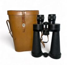 Barr & Stroud CF37 10x50 Binoculars. Serial number 123080. Comes with Leather Case monogrammed T.A.