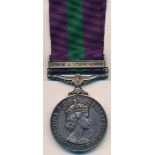 1918-62 GSM (QEII) Malaya clasp to 23337837 Pte R. Kenwrick R. Lincolns, contact marks to initial,